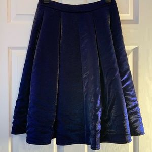 Fancy silky material navy skirt